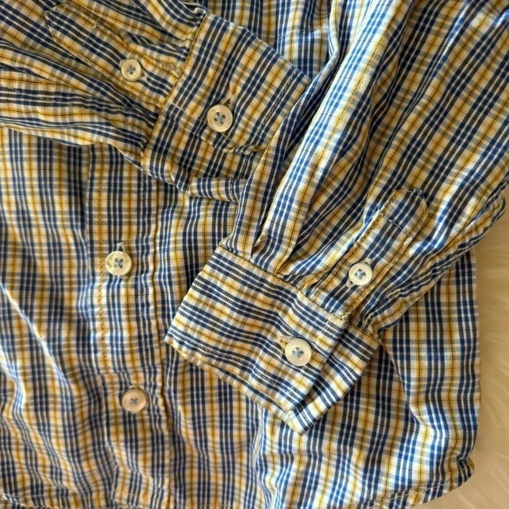Gap 100% cotton button-down long sleeve kids, toddler shirt 3 years plaid preppy